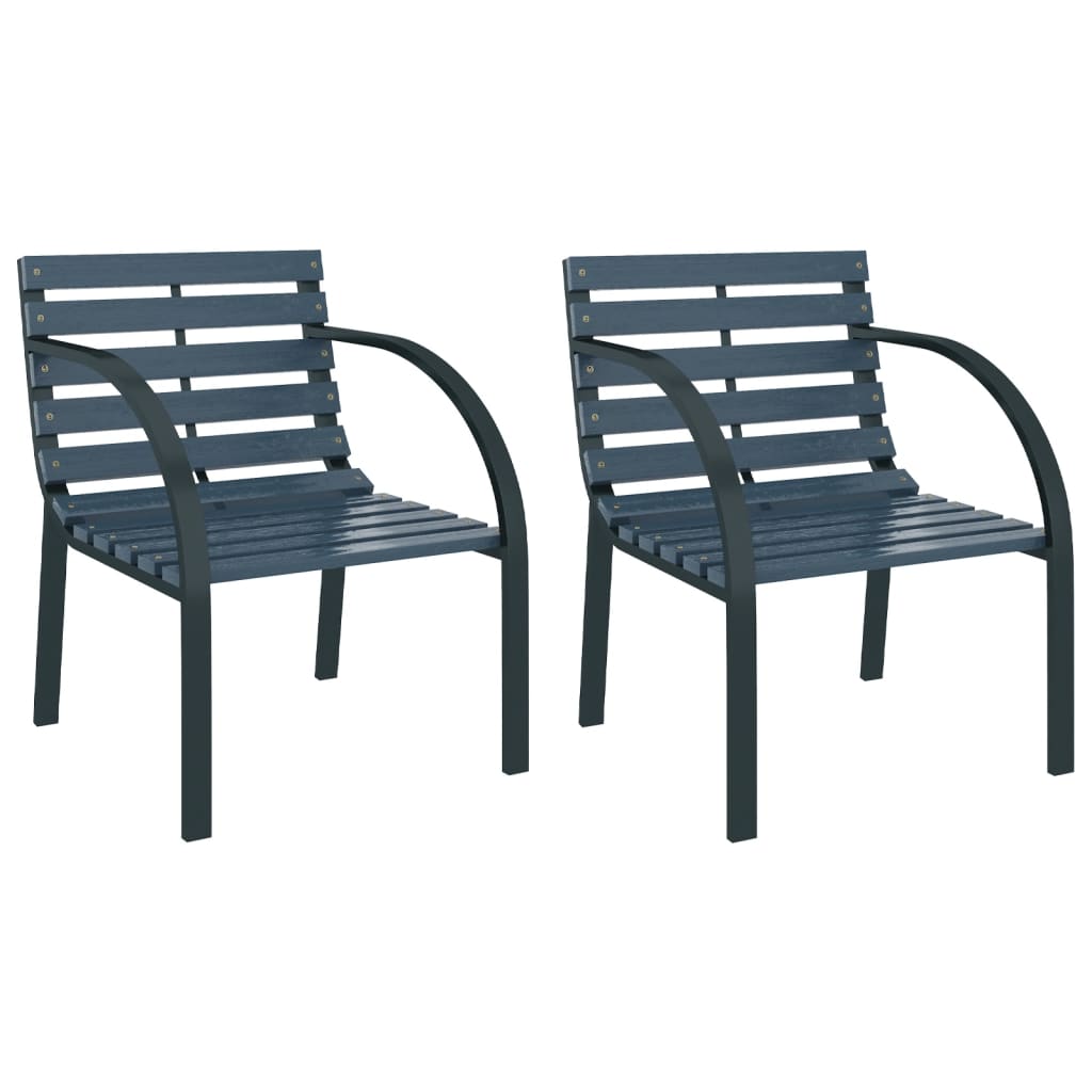 Elegant Grey Wood Garden Chairs - 2 Piece Outdoor Seating Set