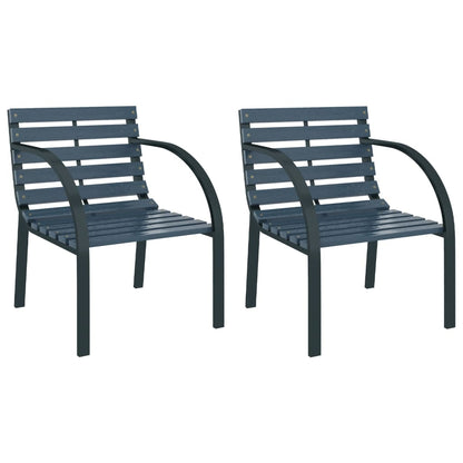 Elegant Grey Wood Garden Chairs - 2 Piece Outdoor Seating Set