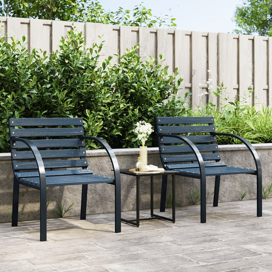 Elegant Grey Wood Garden Chairs - 2 Piece Outdoor Seating Set