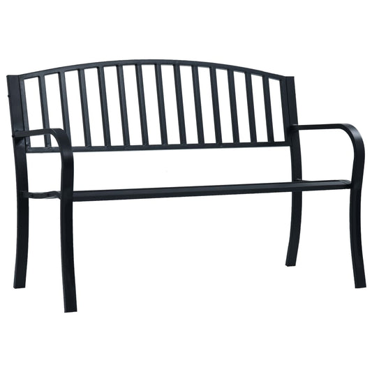 Black Steel Garden Bench - 125 cm, Durable and Stylish Seating