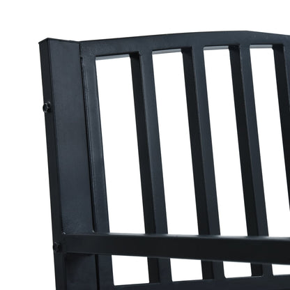 Black Steel Garden Bench - 125 cm, Durable and Stylish Seating