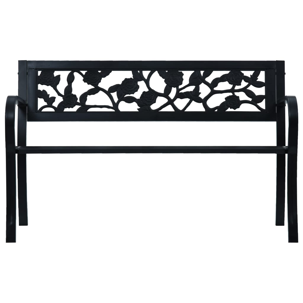 Elegant Black Steel Garden Bench - 125 cm Durable Outdoor Seating