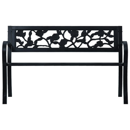 Elegant Black Steel Garden Bench - 125 cm Durable Outdoor Seating