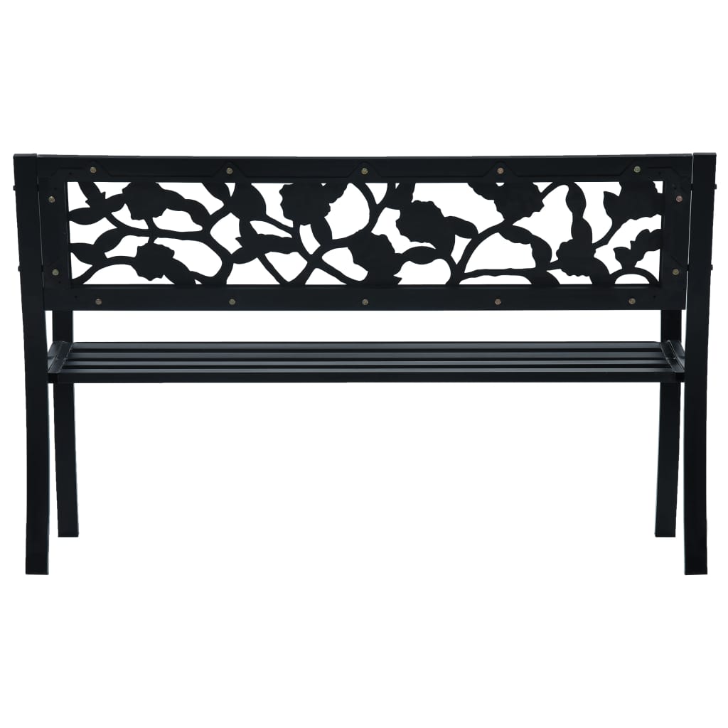 Elegant Black Steel Garden Bench - 125 cm Durable Outdoor Seating