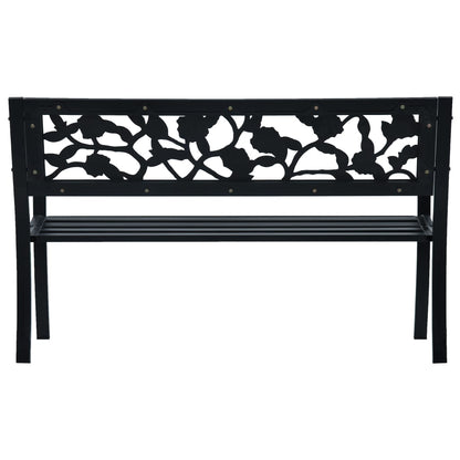 Elegant Black Steel Garden Bench - 125 cm Durable Outdoor Seating