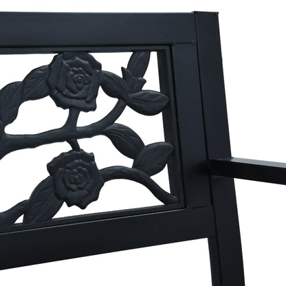 Elegant Black Steel Garden Bench - 125 cm Durable Outdoor Seating