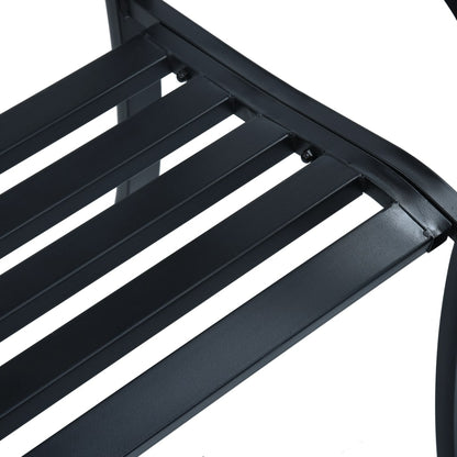 Elegant Black Steel Garden Bench - 125 cm Durable Outdoor Seating
