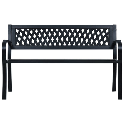 Elegant Black Steel Garden Bench, 125 cm - Durable Outdoor Seating