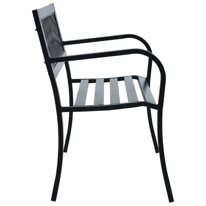 Elegant Black Steel Garden Bench, 125 cm - Durable Outdoor Seating