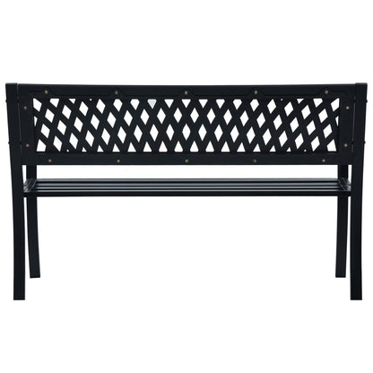 Elegant Black Steel Garden Bench, 125 cm - Durable Outdoor Seating