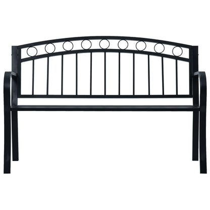 Elegant Black Steel Garden Bench, 125 cm - Durable Outdoor Seating