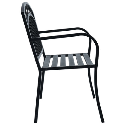 Elegant Black Steel Garden Bench, 125 cm - Durable Outdoor Seating