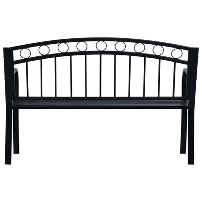 Elegant Black Steel Garden Bench, 125 cm - Durable Outdoor Seating