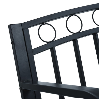 Elegant Black Steel Garden Bench, 125 cm - Durable Outdoor Seating