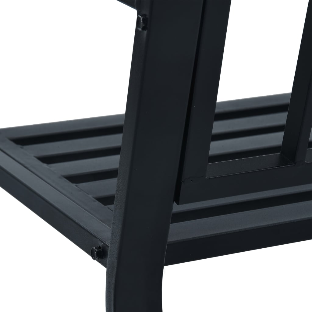 Elegant Black Steel Garden Bench, 125 cm - Durable Outdoor Seating