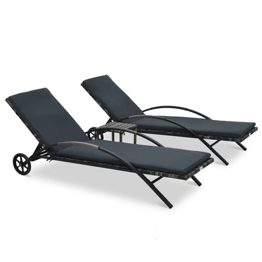 Poly Rattan Anthracite Sun Loungers with Table - Stylish & Durable
