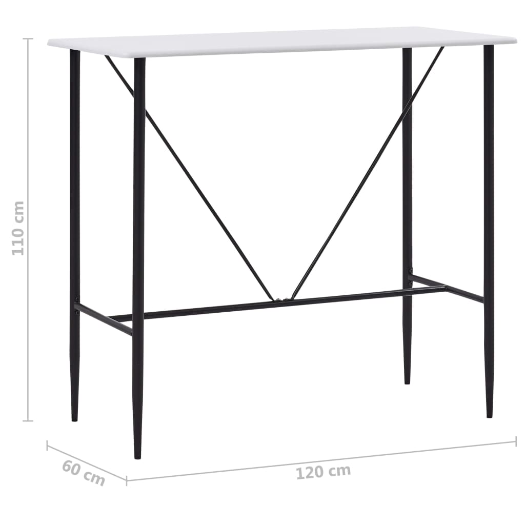 Stylish White Bar Table 120x60x110 cm MDF - Modern & Durable
