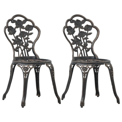 Elegant Bronze Cast Aluminium Bistro Chairs - Set of 2