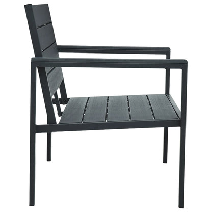 Stylish 120 cm Grey HDPE Garden Bench with Wood Look Finish