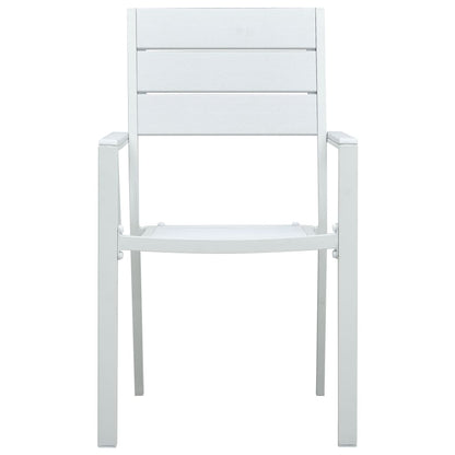 4-Piece White HDPE Garden Chairs Set with Wood Look Finish