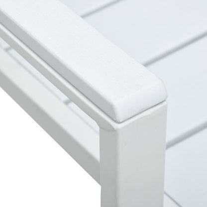 4-Piece White HDPE Garden Chairs Set with Wood Look Finish