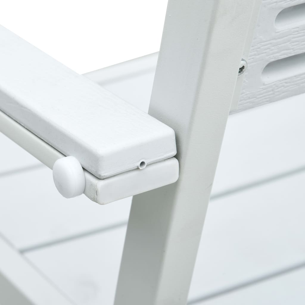 4-Piece White HDPE Garden Chairs Set with Wood Look Finish
