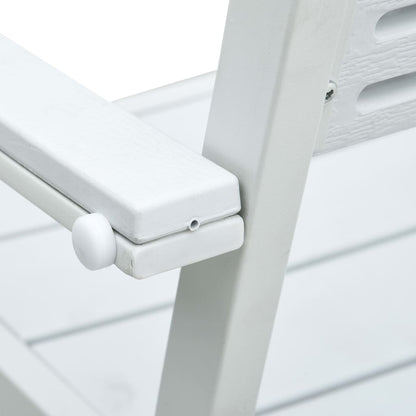 4-Piece White HDPE Garden Chairs Set with Wood Look Finish