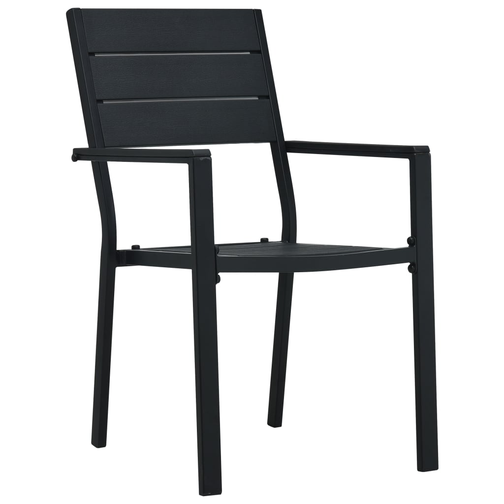 4-Piece Black HDPE Wood-Look Garden Chairs Set