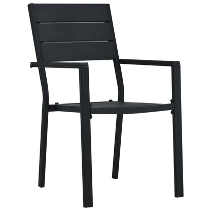 4-Piece Black HDPE Wood-Look Garden Chairs Set