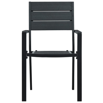 4-Piece Black HDPE Wood-Look Garden Chairs Set