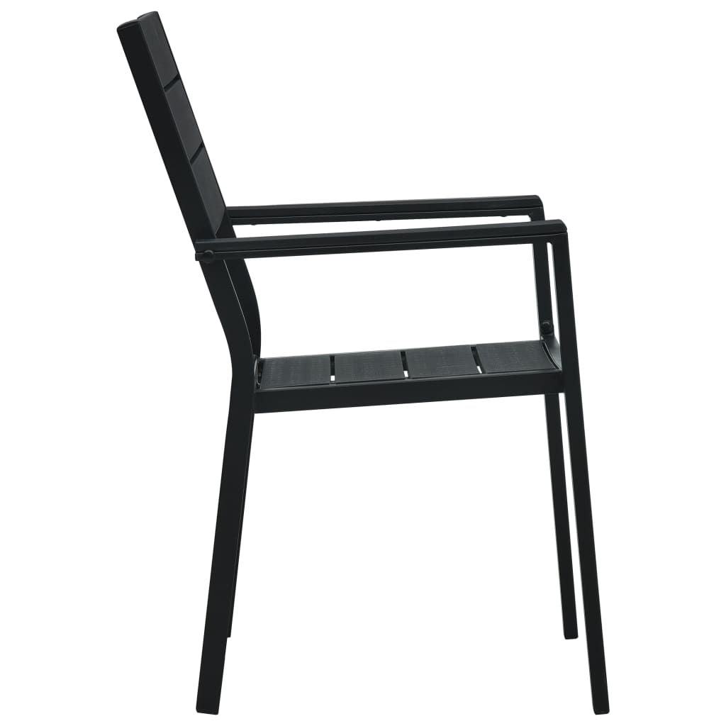 4-Piece Black HDPE Wood-Look Garden Chairs Set