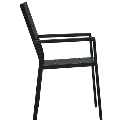 4-Piece Black HDPE Wood-Look Garden Chairs Set