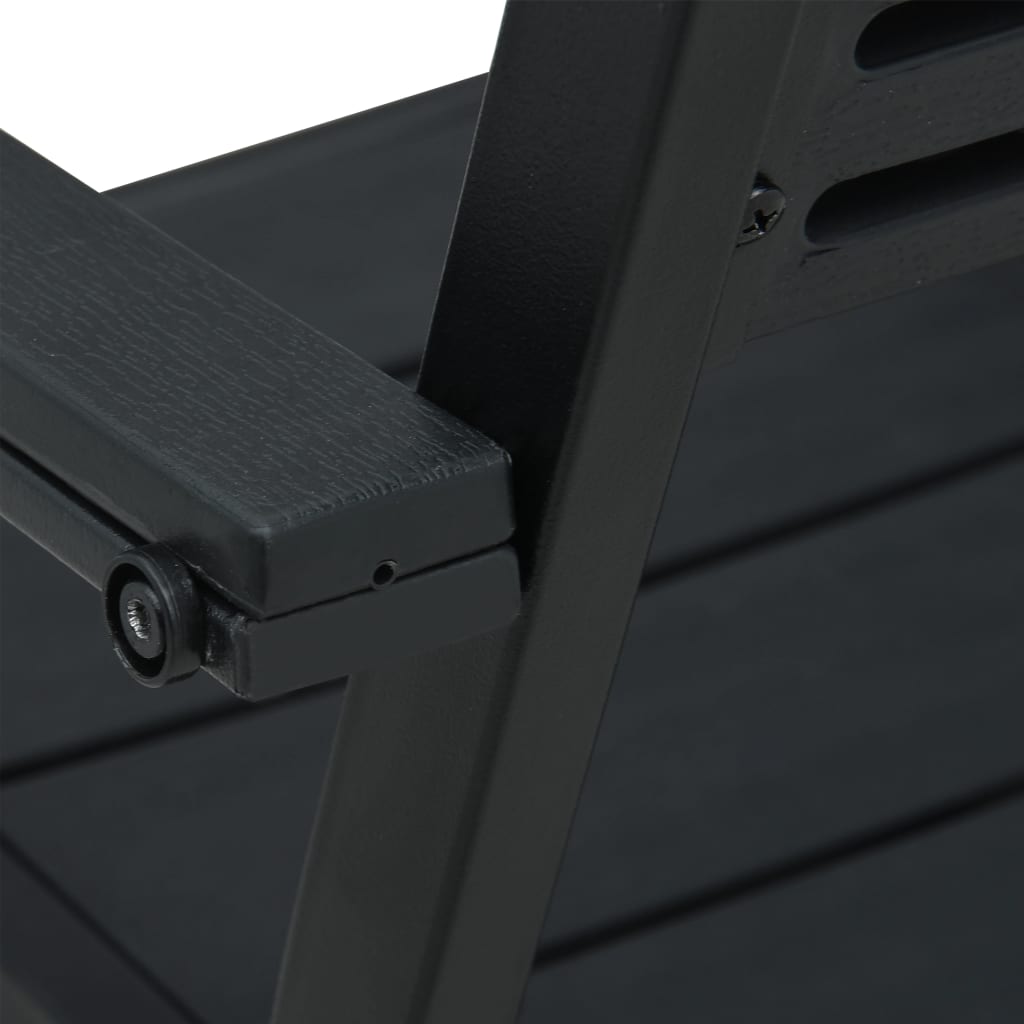 4-Piece Black HDPE Wood-Look Garden Chairs Set