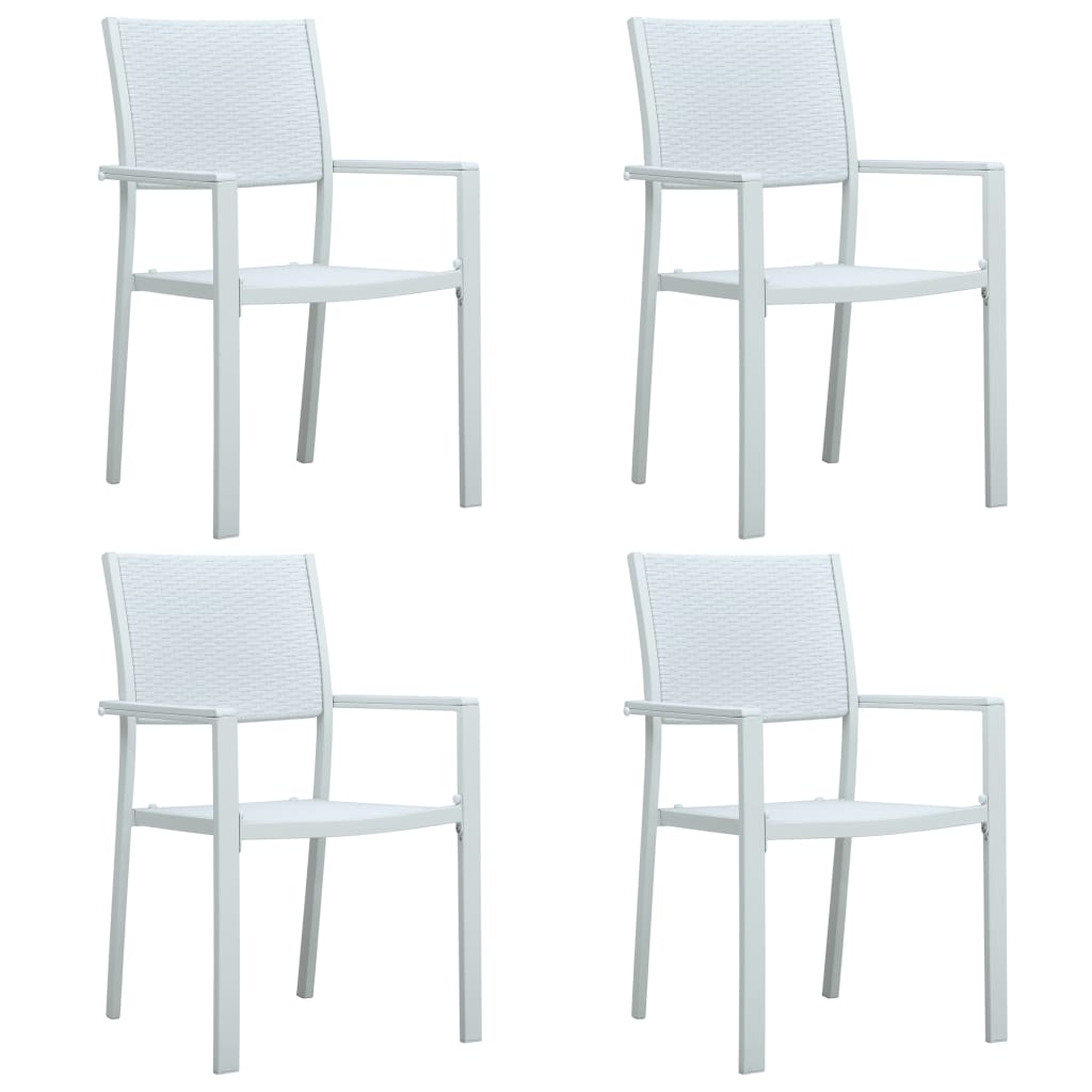 4-Piece White Plastic Rattan Look Garden Chairs Set