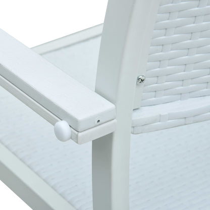 4-Piece White Plastic Rattan Look Garden Chairs Set