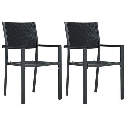 Black Plastic Rattan Look Garden Chairs - Set of 2, Stylish & Durable