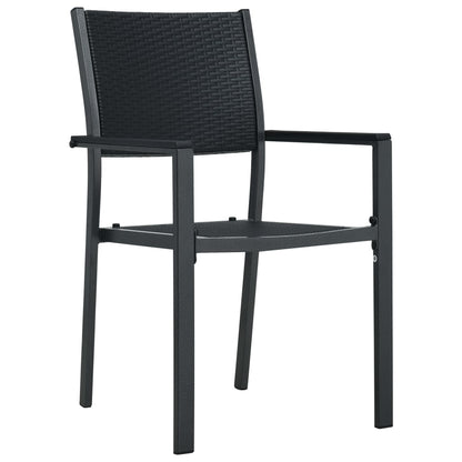 Black Plastic Rattan Look Garden Chairs - Set of 2, Stylish & Durable