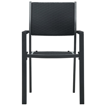 Black Plastic Rattan Look Garden Chairs - Set of 2, Stylish & Durable