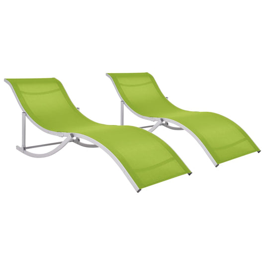 Green Textilene Folding Sun Loungers Set of 2 - Durable & Stylish