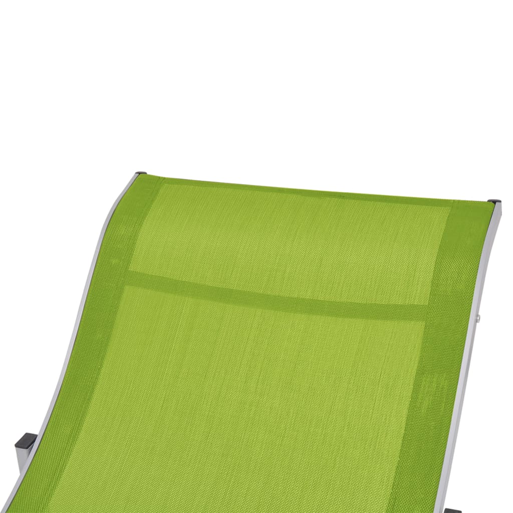 Green Textilene Folding Sun Loungers Set of 2 - Durable & Stylish