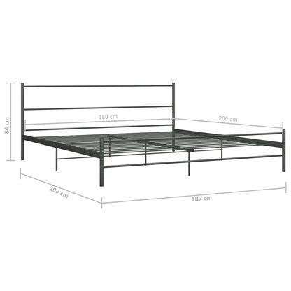 vidaXL Super King Grey Metal Bed Frame 180x200 cm - No Mattress