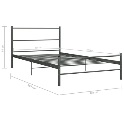 Grey Metal VidaXL Bed Frame 100x200 cm - No Mattress Included