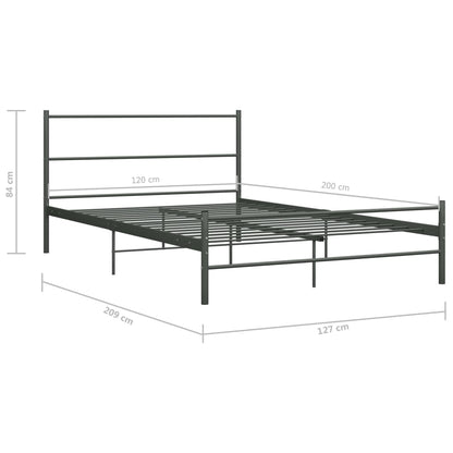 vidaXL Grey Metal Bed Frame 120x200 cm - No Mattress Included