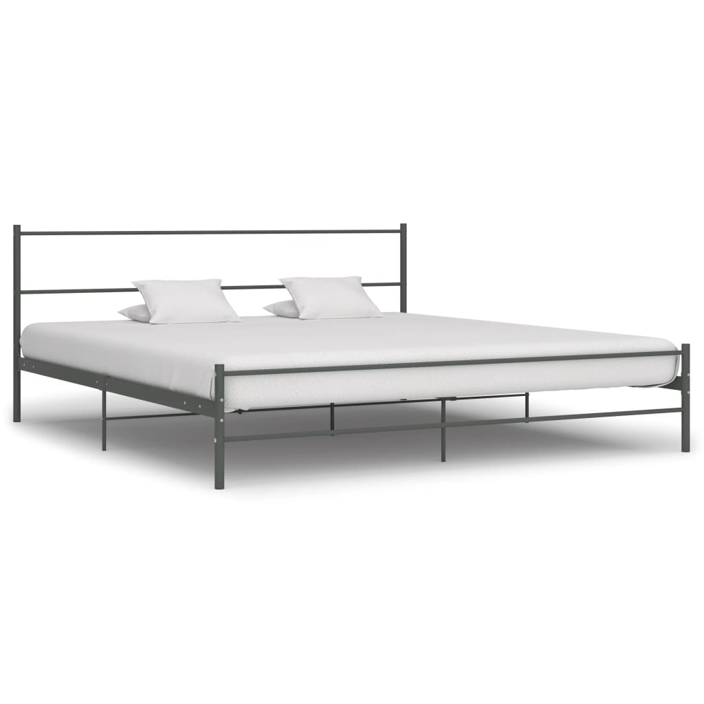 vidaXL Grey Metal Bed Frame 200x200 cm - No Mattress Included