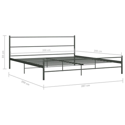 vidaXL Grey Metal Bed Frame 200x200 cm - No Mattress Included