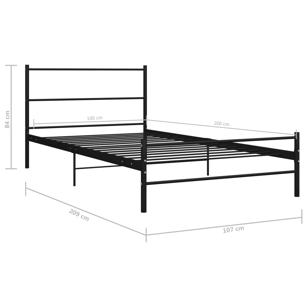 Black Metal Bed Frame 100x200 cm by vidaXL - No Mattress Included