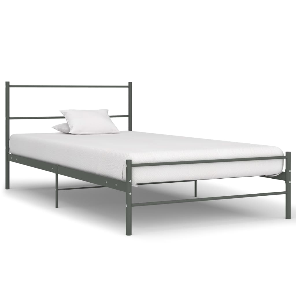Grey Metal Bed Frame 90x200 cm - Durable & Stylish Design