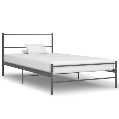 Grey Metal Bed Frame 90x200 cm - Durable & Stylish Design