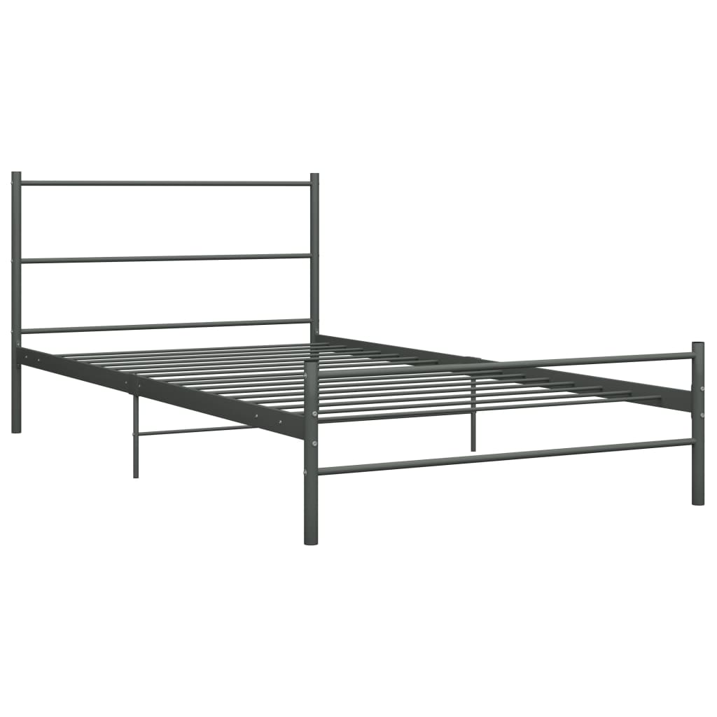 Grey Metal Bed Frame 90x200 cm - Durable & Stylish Design