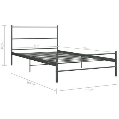 Grey Metal Bed Frame 90x200 cm - Durable & Stylish Design